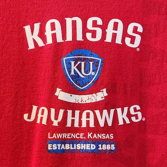 Kansas Jayhawks KU Red Mens Long Sleeve Tee - Picture 2 of 7
